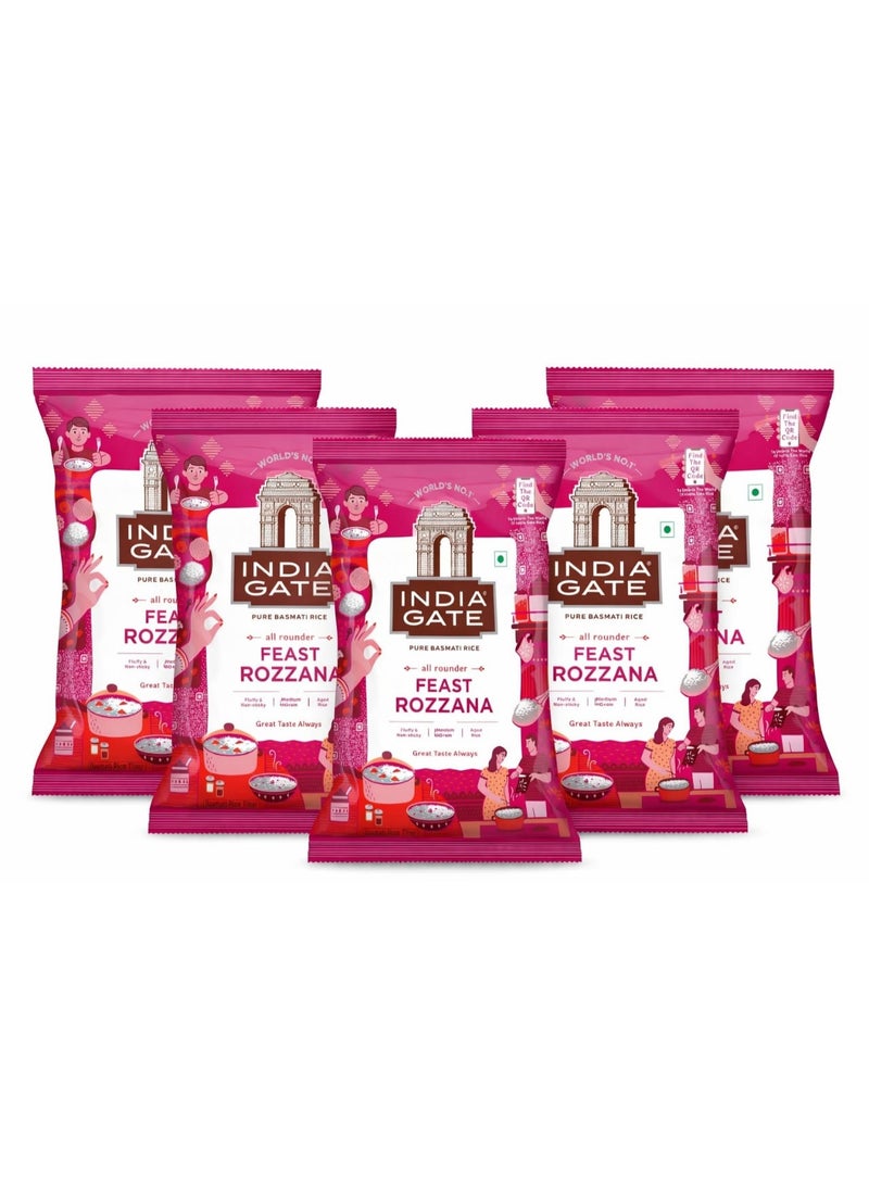 بوابة الهند أرز بسمتي فيست روزانا 1 كجم (عبوة من 5)